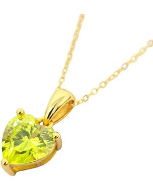 Harfi Peridot August Birthstone Love Heart Pendant Necklace - Yellow