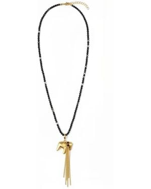 Angel Barocco Equestrian Tassel Pendant Long Necklace - Metallic