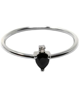 NASI SILVER Pear Atarah Ring- Onyx & Topaz - Black