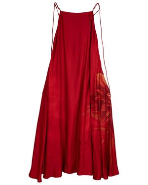 Lo Neel Lea Floral Maxi Slip Dress - Red