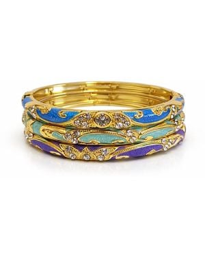 Nuvv Collection Pastel Enamel Crystal Detail Bangle - Metallic