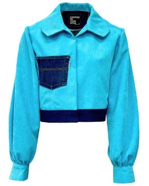 Couture to Your Door Corduroy Upcycled Denim Jacket - Blue