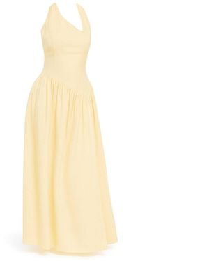 Modista Thirty-One Butter Asymmetric Halter Neck Maxi Dress - Metallic