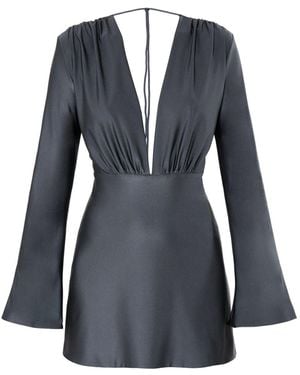 AGGI by HALEWSKI Julietta Smoked Pearl Mini Dress With Flared Sleeves - Blue