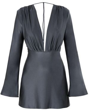 AGGI by HALEWSKI Julietta Smoked Pearl Mini Dress With Flared Sleeves - Blue