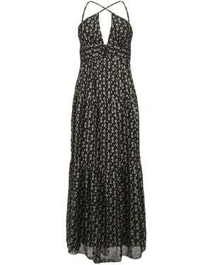 Smart and Joy Tiered Panels Backless Strappy Maxi Dress - Black