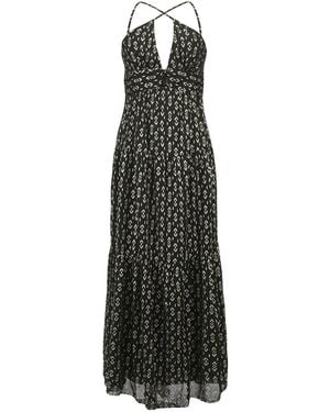 Smart and Joy Tiered Panels Backless Strappy Maxi Dress - Black