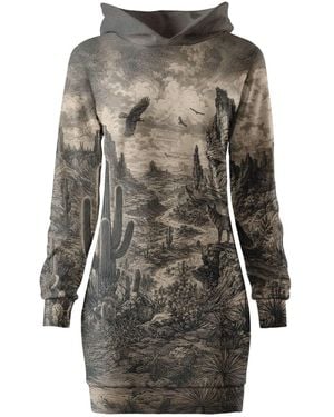 Aloha From Deer Desert Howl Oversize Hoodie Dress - Grey