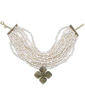 Bayemeyc Eterna Luxe Multi Strand Pearl Necklace - Metallic