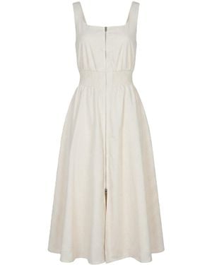 Modenaire Neutrals Smocked Midi Dress Refined Slit - White