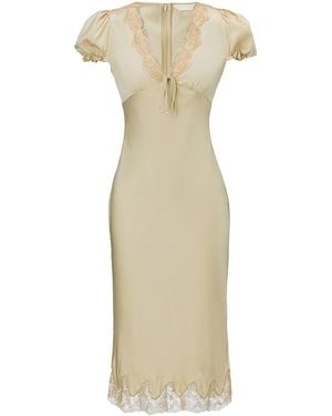 Belsize25 Lemon Tart Dress – Lace-Trim Bias-Cut Satin Dress - Metallic