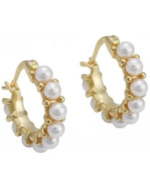 Angel Barocco Freshwater Pearl Hoop Earring - Metallic