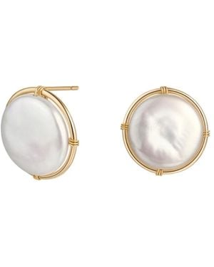 Katy Faye Ivy Pearl Earrings - Metallic