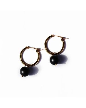 FV Jewellery Onyx & Hoop Earrings - Black