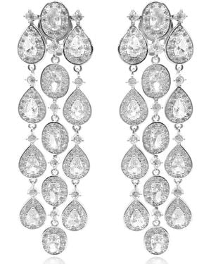 Michael Nash Jewelry Neutrals Margaret Multi Shape Crystal Drop Clip On Earrings Set - White