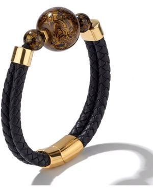 Yieon Thriving Lacquered Sandalwood Bead & Leather Bracelet - Multicolour