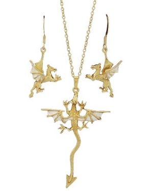 Simon Kemp Jewellers Vermeil Dragon Necklace And Earrings Set - Metallic