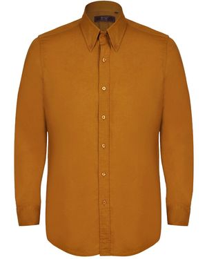 DAVID WEJ Hugo Linen Pin Down Shirt - Brown