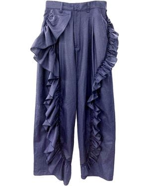 Arto. Crazy Ruffles Textural Pant - Blue