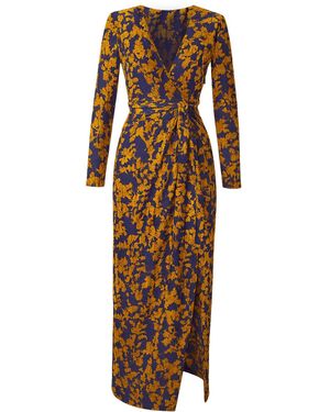 Yumi' Velour Stretch Midi Dress With Long Sleeves - Brown