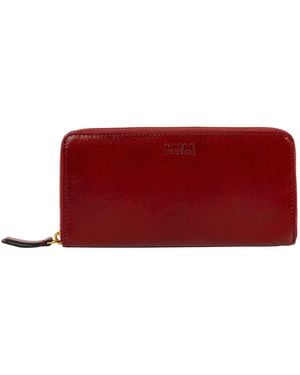 Time Resistance Leather Continental Wallet - Red
