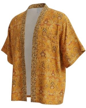 ORIGIN OF HEARTS Sahara Resort Satin Kimono Shirt - Brown