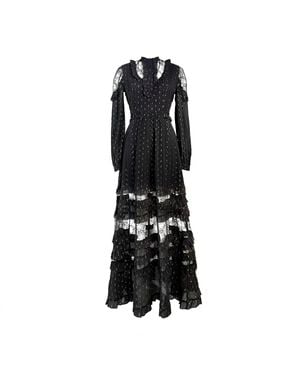 Solgo Atelier Solgo Metallic Embellished Silk Maxi Dress - Black