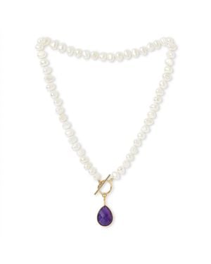Pearls of the Orient Online Clara Cultured Irregular Freshwater Pearl Necklace With Amethyst Vermeil Drop - Metallic