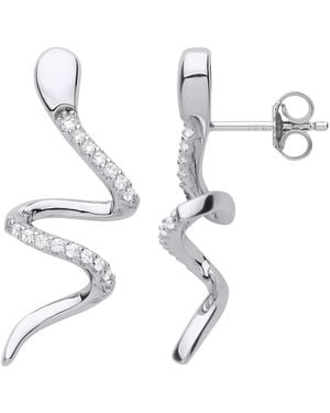 Mejoma Serpent's Whisper Sterling Drop Earrings - White