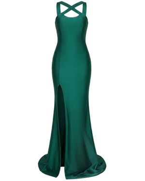 Moda Glam Jersey Cross Strap Gown- Emerald - Green