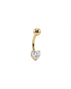 Zahav Jewelry 10K Solid 14G Heart Cz Belly Ring - Black