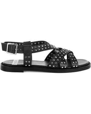 Rag & Co Anemone Studded Flat Gladiator Sandals - Black