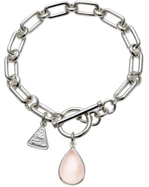 Von Treskow Alternating Link Belcher Bracelet With Pear Shaped Rose Quartz - Metallic