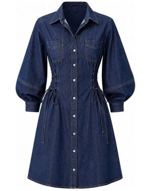 Exquise Adilene Long Sleeve Denim Mini Dress - Blue