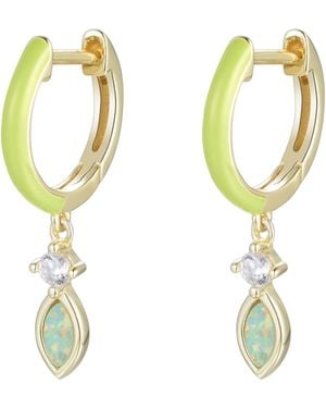 KAMARIA Enamel Opal Huggie Earrings - Metallic