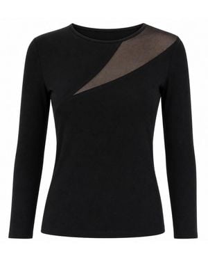 Marianne by Marie Jordane Alba Organic Cotton T Shirt With Sheer Details - Black
