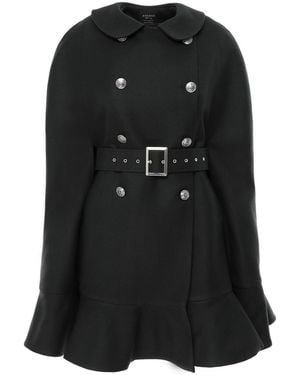 AVENUE No.29 Double Breasted Cape With Belt - Black