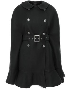 AVENUE No.29 Double Breasted Cape With Belt - Black