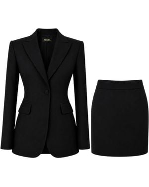 ADIBA Alessia Longline Sculpted Blazer Set - Black