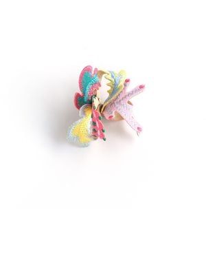 Nana Watanabe Wetland Sculptural Layered Embroidered Earring - Pink