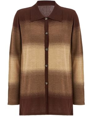 Peraluna Polo-Neck Colour Transition Knitwear Cardigan - Brown