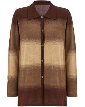 Peraluna Polo-Neck Color Transition Knitwear Cardigan - Brown
