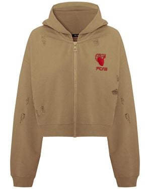 Pcfg Destroyed Zip Up Hoodie - Natural