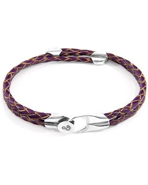 Anchor and Crew Deep Conway & Braided Leather Bracelet - Red
