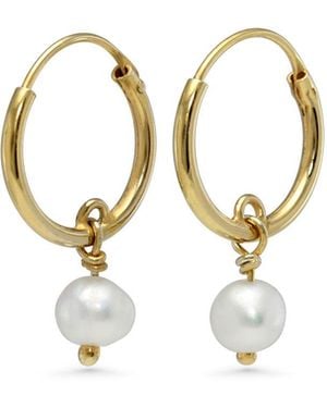 Isla Silver Dainty Pearl Hoop Earrings - Metallic