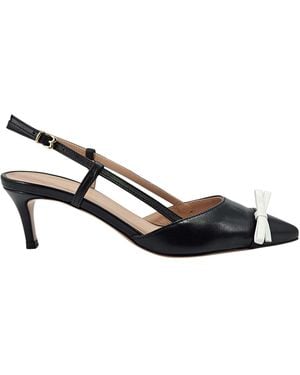 Madison Maison Alessia Leather Kitten Heel Slingback - Black