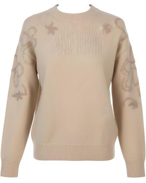 The Gt Atelier Neutrals Relaxed Fit Round Neck Knit Top - Natural
