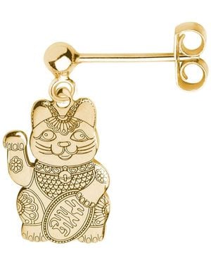 CarterGore Lucky Cat Single Short Drop Earring - Metallic