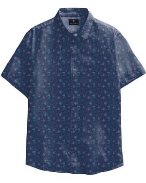 Vustra Floral Short-Sleeve Button-Down Shirt - Blue