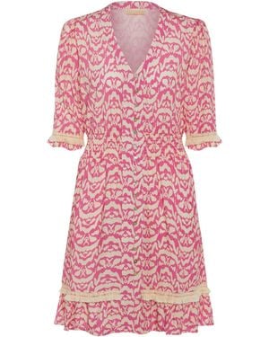 Guinea London Cream Summer Dress - Pink